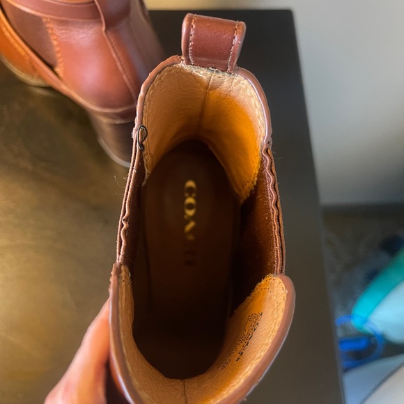 Coach Jackson leather heeled boots saddle brown, size 9 - Picture 7 of 8